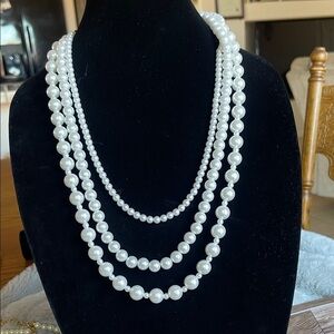 Time and Tru Elegant White Pearl Necklace